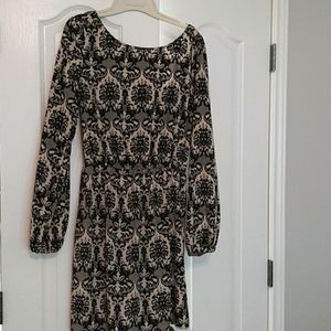 Tan and Black long sleeve, short dress